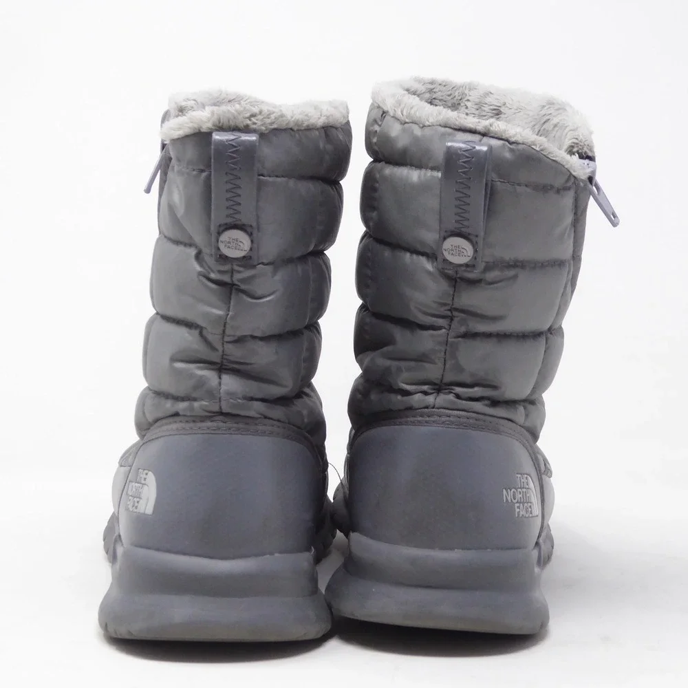 The North Face Womens Thermoball Boots Grey Quilted Faux Fur Lined Size 7